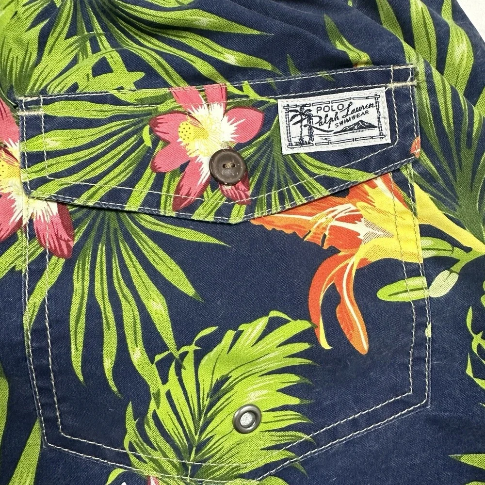 Polo Ralph Lauren Swimwear Trunks Shorts Mens Navy Blue Floral Size‎ XL
